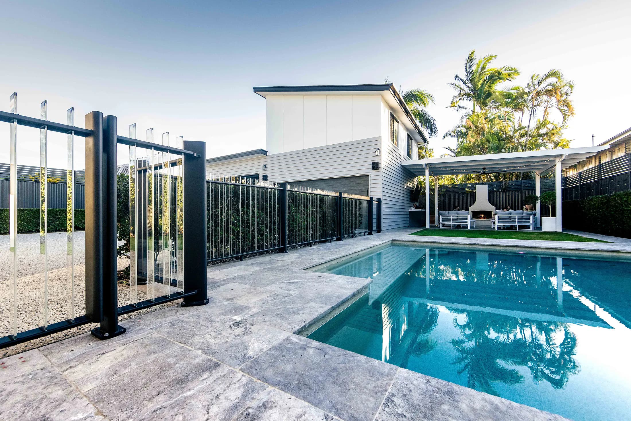 Black Flo Glass pool fence